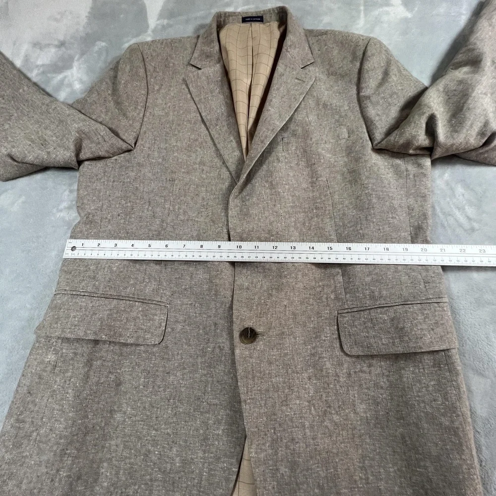 Stafford Sport Coat Mens 42R Beige Linen Cotton Blend Classic Fit Blazer Jacket